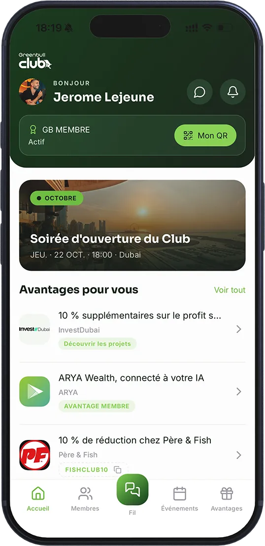 The Greenbull Club private app on a phone