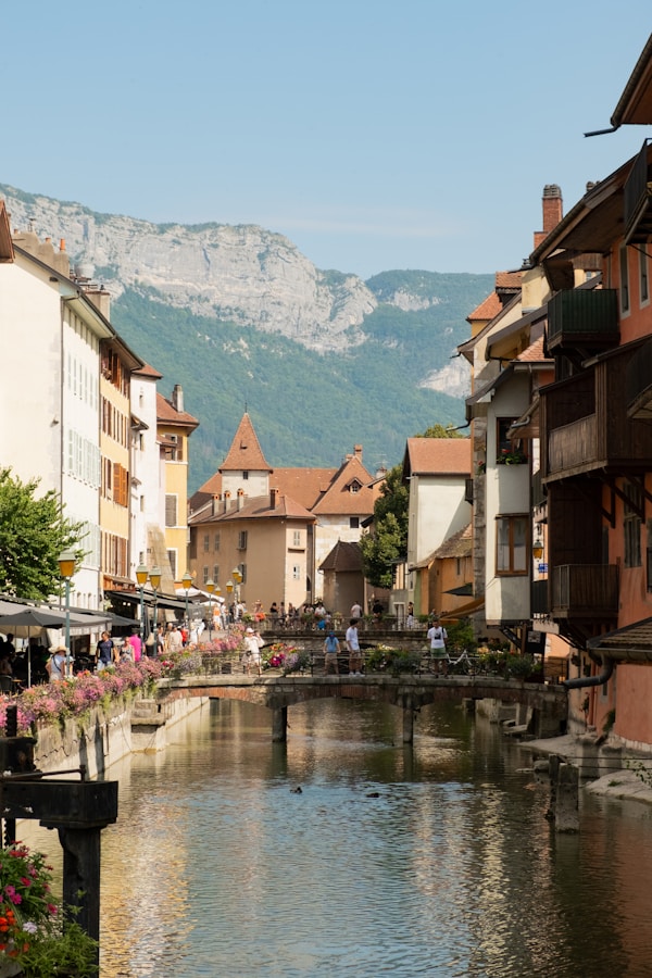Flower-lined canal in Annecy’s old town